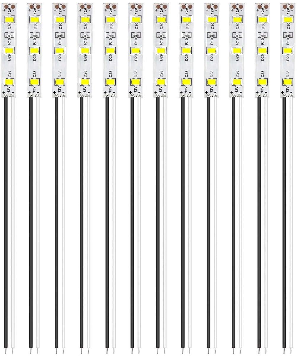 Dailygoods- Voordraadstrips 12 Stuks - 50 mm - 2335 SMD LED - 12-18V LED Strip - Modelbouw Verlichting - Flexibel en Veilig - Ledstrip