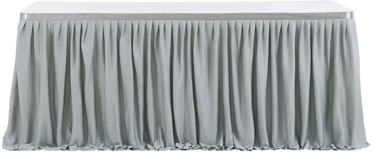 Dailygoods- Tafelrok plissé-ruches - Geplooide Tafelrok - Tafelrok met Klittenbandsluiting - Tafelrok-Clip - Huidvriendelijk Materiaal - 0,4 x 2,75 m - Tafelkleed