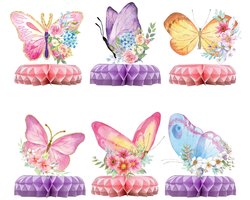 Dailygoods- Tafeldecoratie 12 Stuks - Verjaardag - Vlinderdecoratie - Honingraatvorm - Thema Feest - Afmetingen 21 x 19 x 2 cm - Feestdecoratie