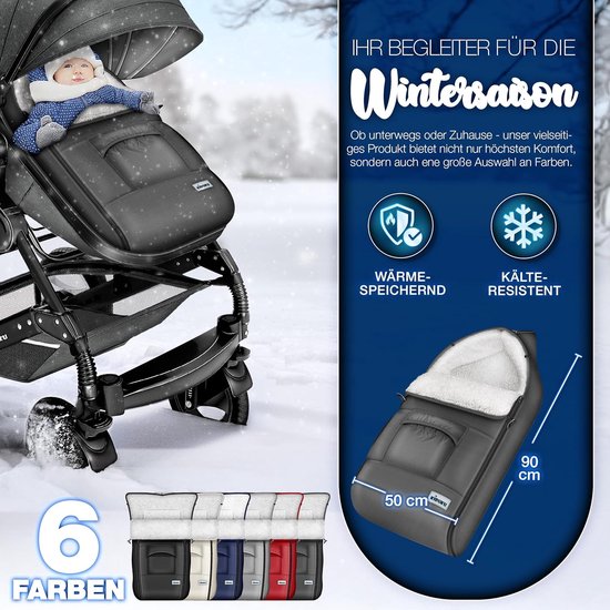 Baby Voetenzak - Winterzak Kinderwagen - Warm en Droog Blijven - Waterafstotend Materiaal - 95x50 cm - Grijs — afbeelding 2