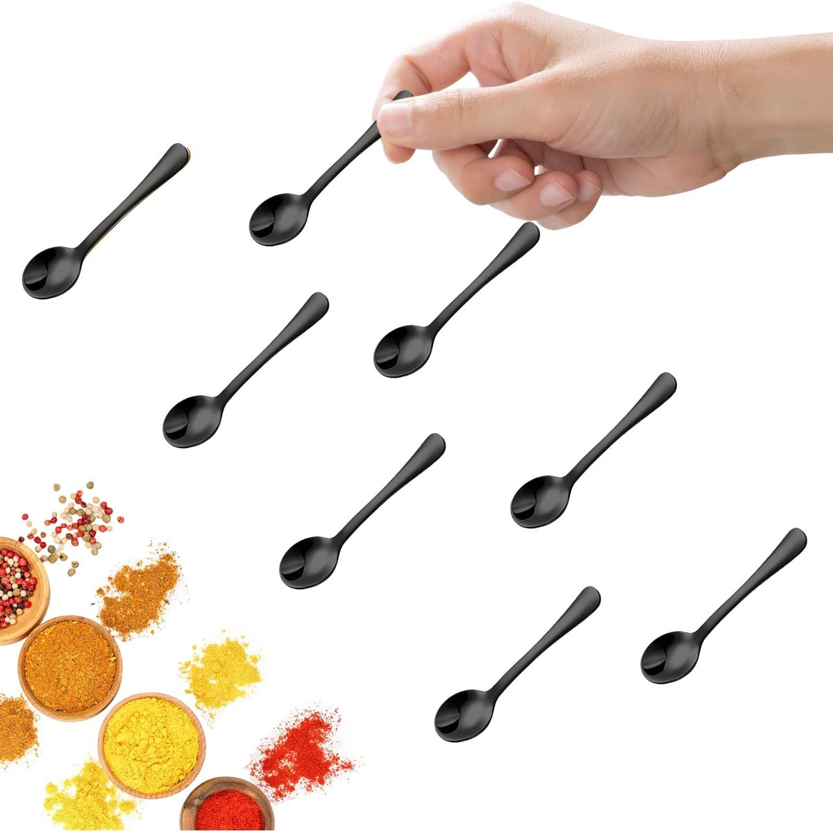 Dailygoods- Kruidenlepels 8 Stuks - Roestvrij Staal - Mini Formaat 7,5CM - Herbruikbaar - Duurzaam - Schattige Afwerking - Mini Lepels