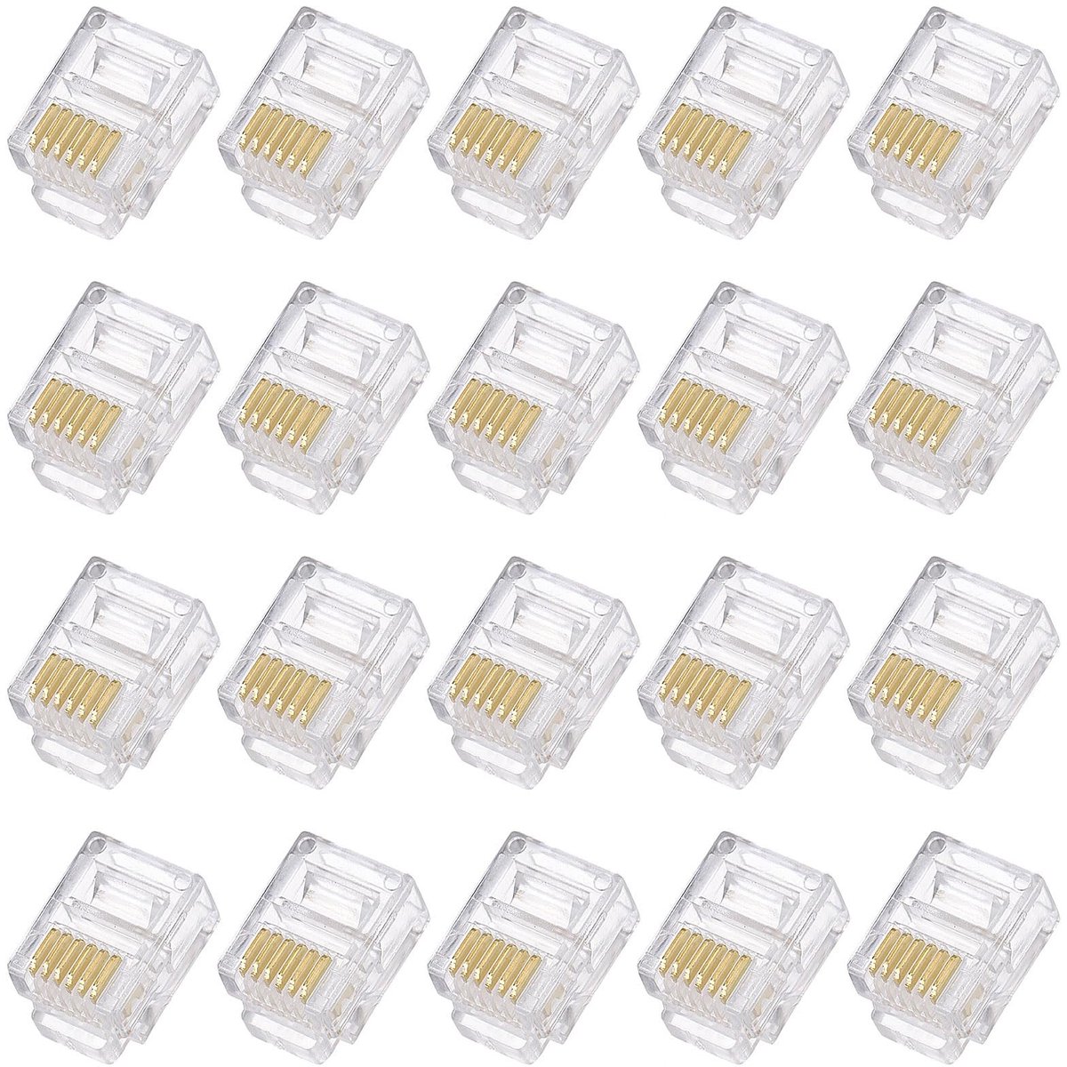 Dailygoods - RJ11/RJ12 Plug - Telefoonconnector - Goudgeplateerde pennen - Transparant - 6P6C - Geschikt voor telefoon- en faxgebruik