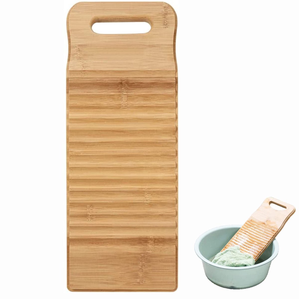 Dailygoods- Wasplank Antislip - Houten Wasplank - Handmatige Reinigingsplank - Geschikt voor Kinderkleding - Compact Ontwerp (40 x 15 x 1,8 cm) - Wasbord
