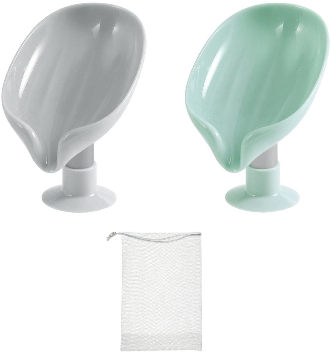 Dailygoods- Afvoerzeepschaal 2 stuks - Zeepbakje - Bladafvoer-houder - Schuimnet - Kunststof - Waterdicht, krasbestendig