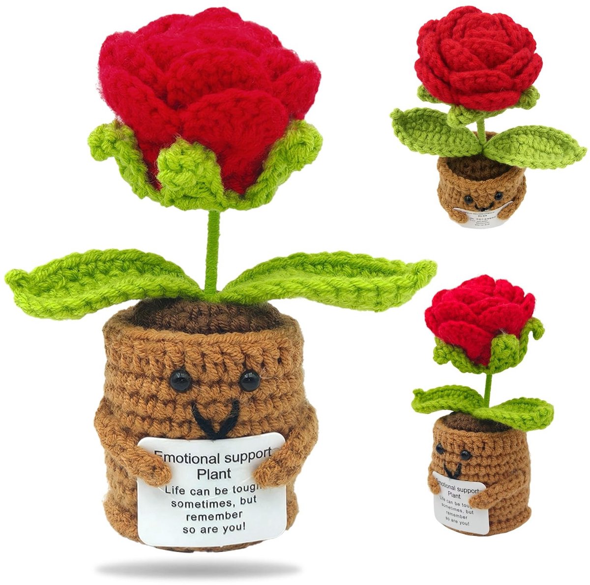 Dailygoods- Gehaakte Bloem - Handgemaakt - Duurzaam - Positieve Geschenken - Decoratie Kamer - Compact Formaat - Uniek Kunstwerk