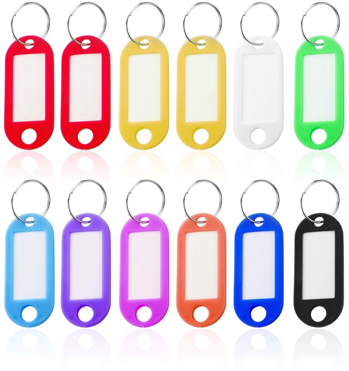 Dailygoods- Sleutelkaarten 12 Stuks - Gekleurde Plastic - Identificatiekaarten - Lege Labelkaarten - Duurzaam Materiaal - 5x2,2 Cm