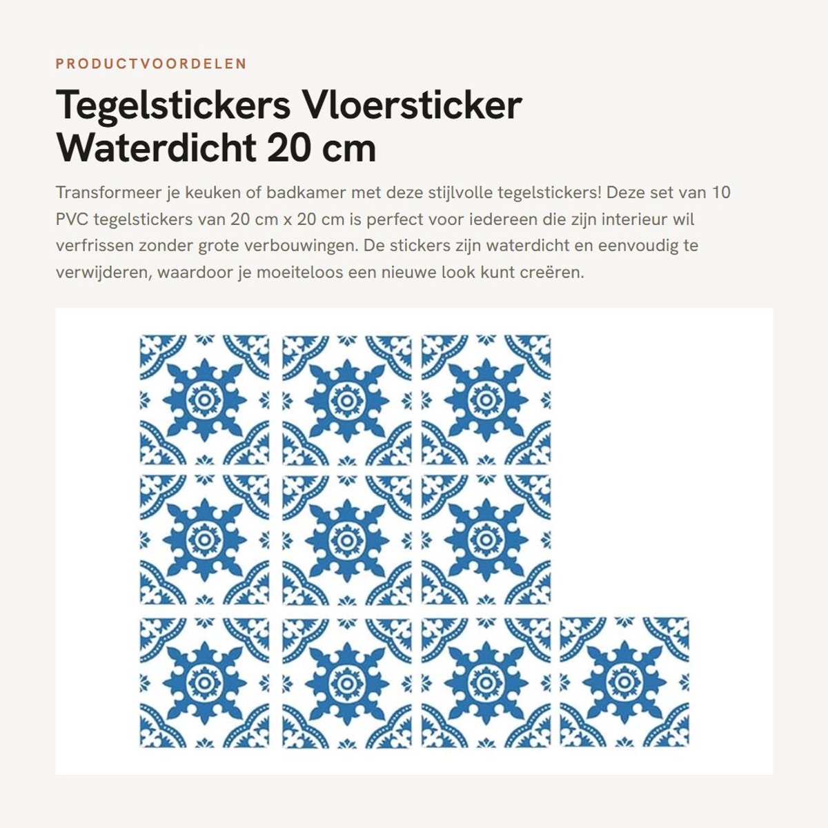 Dailygoods- Tegelstickers 10 Stuks - 20 cm x 20 cm - Waterdicht - Verwijderbaar - PVC - Geschikt voor Keuken/Badkamer - Muursticker