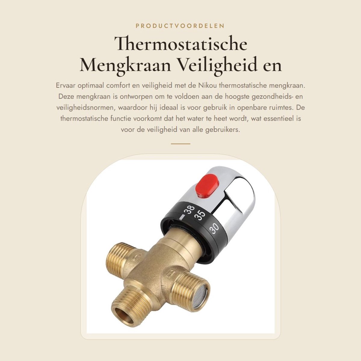 Dailygoods- Thermostaatkraan Veiligheid - Mengkraan Douche - Thermostaatknop - Douchekraan 15 cm - G 1/2 inch - Instelbaar tot 42°C