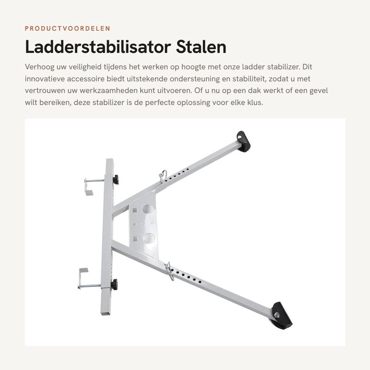 Dailygoods- Ladderstabilisator Eenvoudige Installatie - Stalen Ladderafstandhouder - Lichtgewicht en Draagbaar - Stevige Ladderaccessoires - Veiligheid en Stabiliteit - Laddersteun