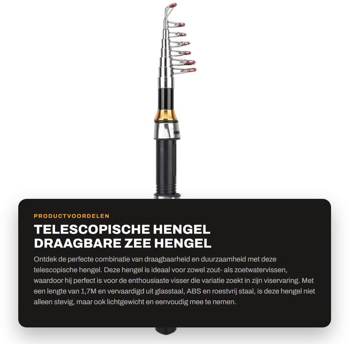 Dailygoods- Telescopische Hengel Draagbaar - Ijsvishengel - Zee Hengel - Vissen op zout/zoet water - Lichtgewicht - Duurzaam materiaal - Vishengel