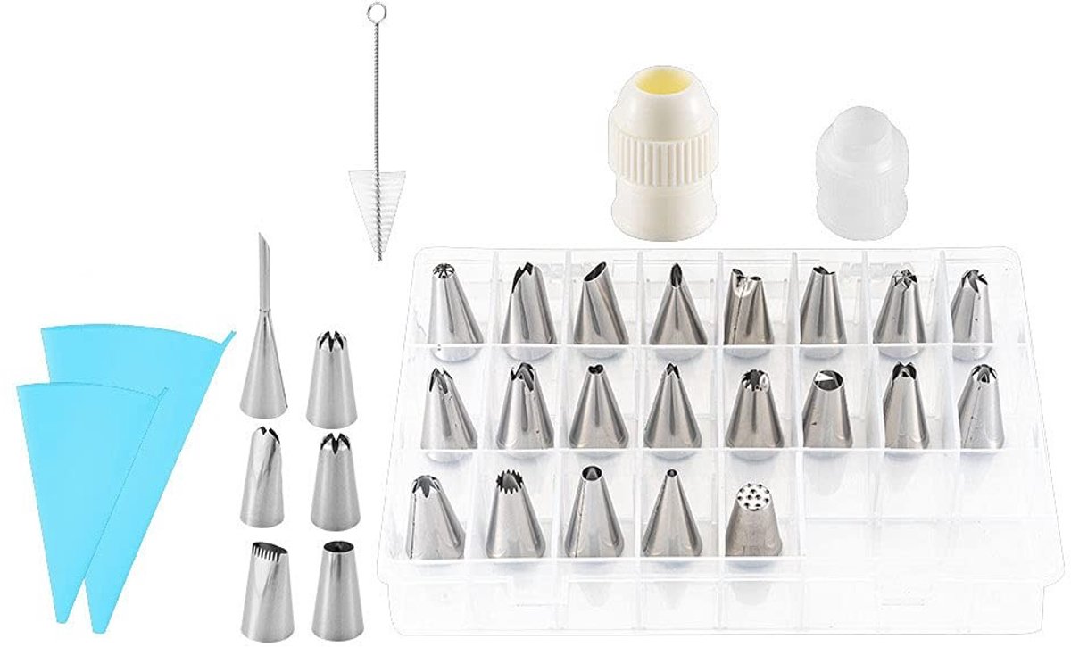 Dailygoods- Taartdecoratie Set 33 Stuks - Taartdecoratie - Bakbenodigdheden - Decoratie Gereedschap - Roestvrij Staal - Vaatwasmachinebestendig