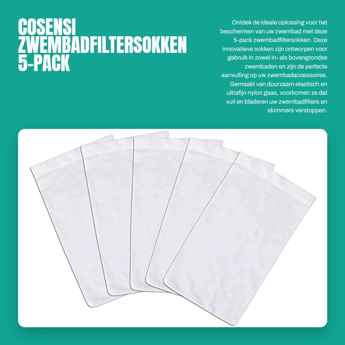 Dailygoods- Zwembadfiltersokken 5-pack - Duurzaam Nylon Gaas - Ideaal voor Skimmers - Bescherming voor Filters - Verlengt Levensduur Filtersysteem - Geschikt voor In- en Bovengronds Zwembad - Zwembadsok