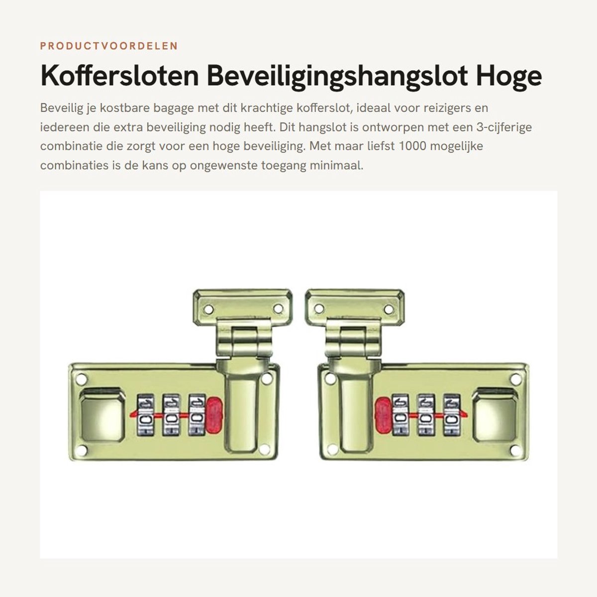 Dailygoods- Kofferslot Hoge Beveiliging - 3-cijferig Combinatieslot - Reishangslot - Bagageslot - Beveiligingshangslot - Eenvoudig te Installeren