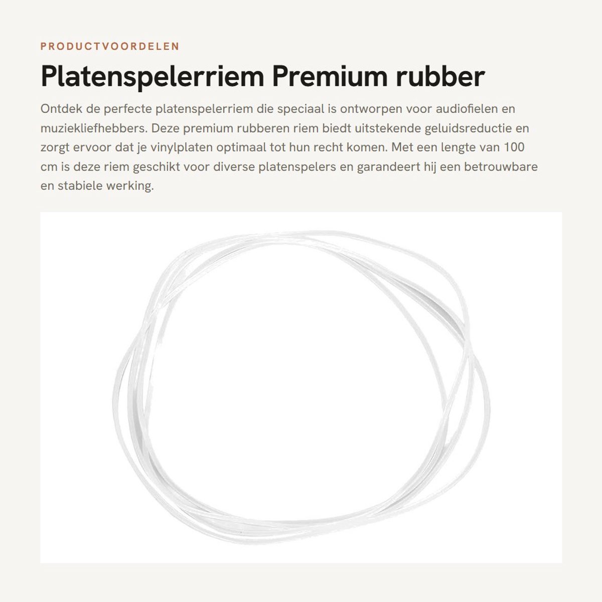 Dailygoods- Platenspelerriem premium rubber - Aandrijfriem - Geluidsreductie - Fonograaftape - 100 cm lengte - Voortreffelijk vakmanschap