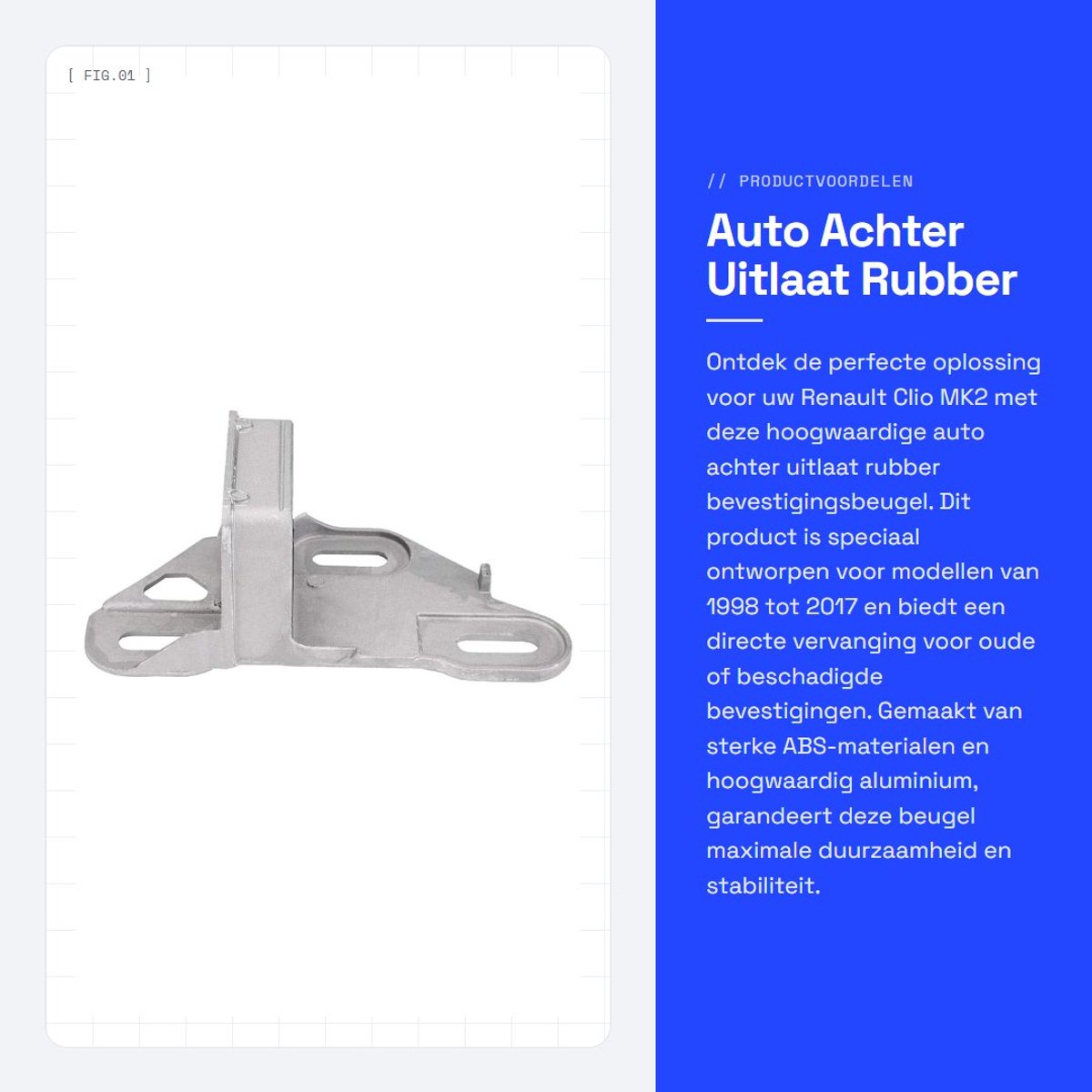 Dailygoods- Uitlaatbevestigingsbeugel Hoogwaardige ABS/Aluminium - Bevestigingsbeugel - Rubber - Slijtvast - Voor Clio MK2 1998-2017 - Referentienummer 7700424339 - Uitlaatsteun