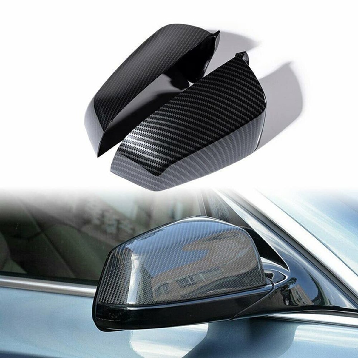 Dailygoods- Autospiegelbehuizingen Koolstofvezel - 2 Stuks - Voor B-M-W 5/6/7 Serie - Glanzend Zwart - ABS - Links/Rechts - Spiegelbehuizing