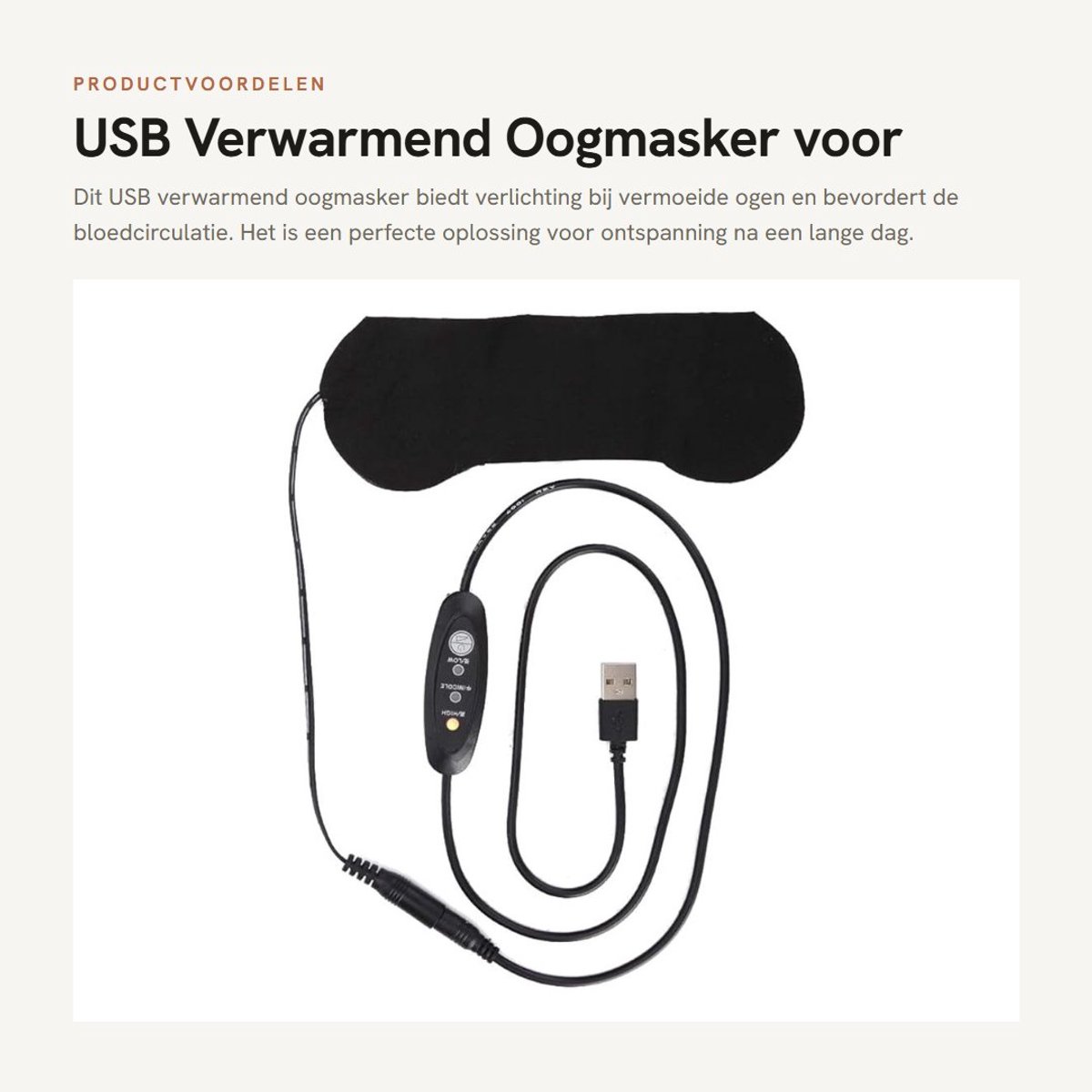 Dailygoods - USB Verwarmend Oogmasker voor Pijnverlichting en Ontspanning