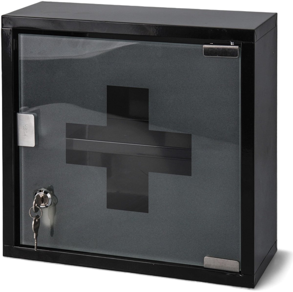 Dailygoods- Medicijnkastje met glazen deur - afsluitbaar met slot - wandmontage - kinderve