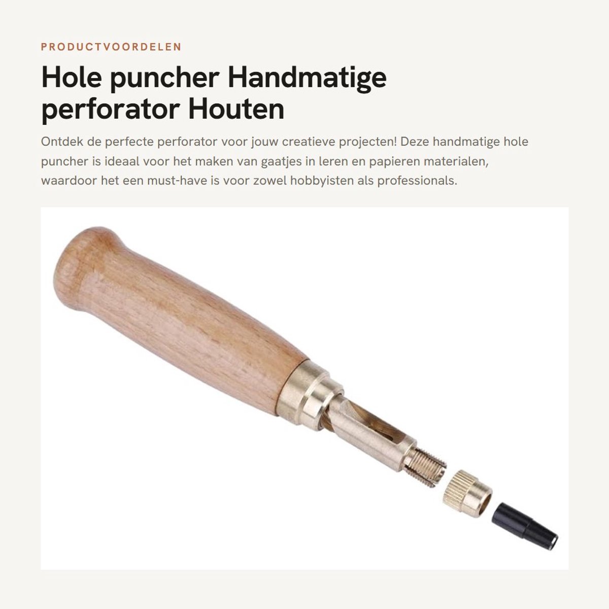 Dailygoods- Gaatjestang Houten Handvat - Gaatjestang voor Riem - Gaatjestang voor Leder - Ponstang - Gaatjesmaker - 6 Punsholes 1.5/2/2.5/3/3.5/4 mm