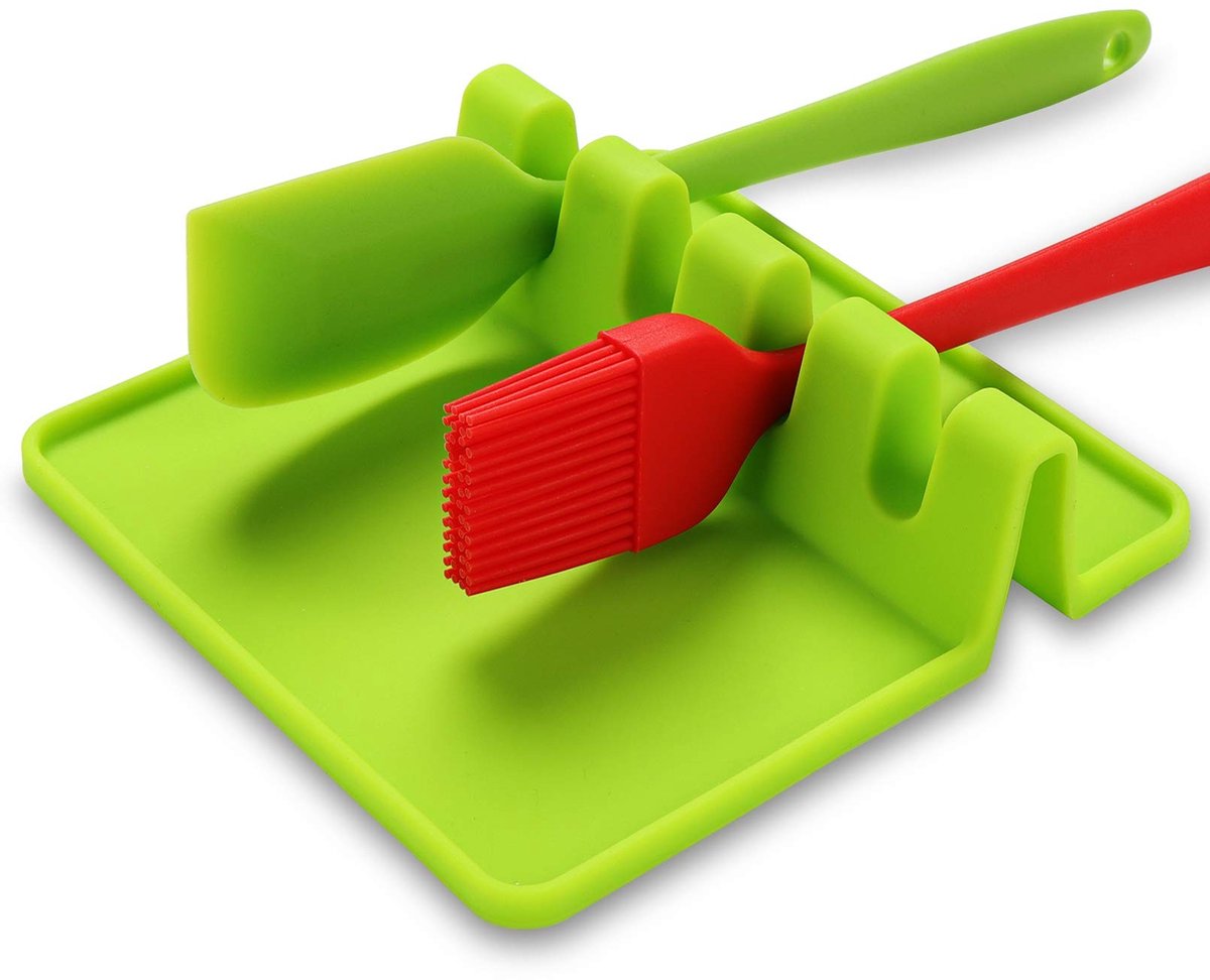 Dailygoods- Lepelsteun Antislip - Lepelhouder - Keukenhulpenhouder - Spatels/Tangen - Vloeistofopvang - Verhoogde Rand - Keukenhulpmiddel