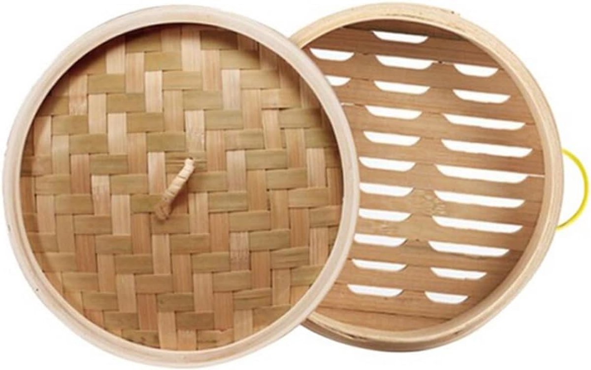Bamboe Stoommand - Chinese Stoompan - Gezond Koken - Natuurlijk Materiaal - 20 cm Diameter - Houtkleur