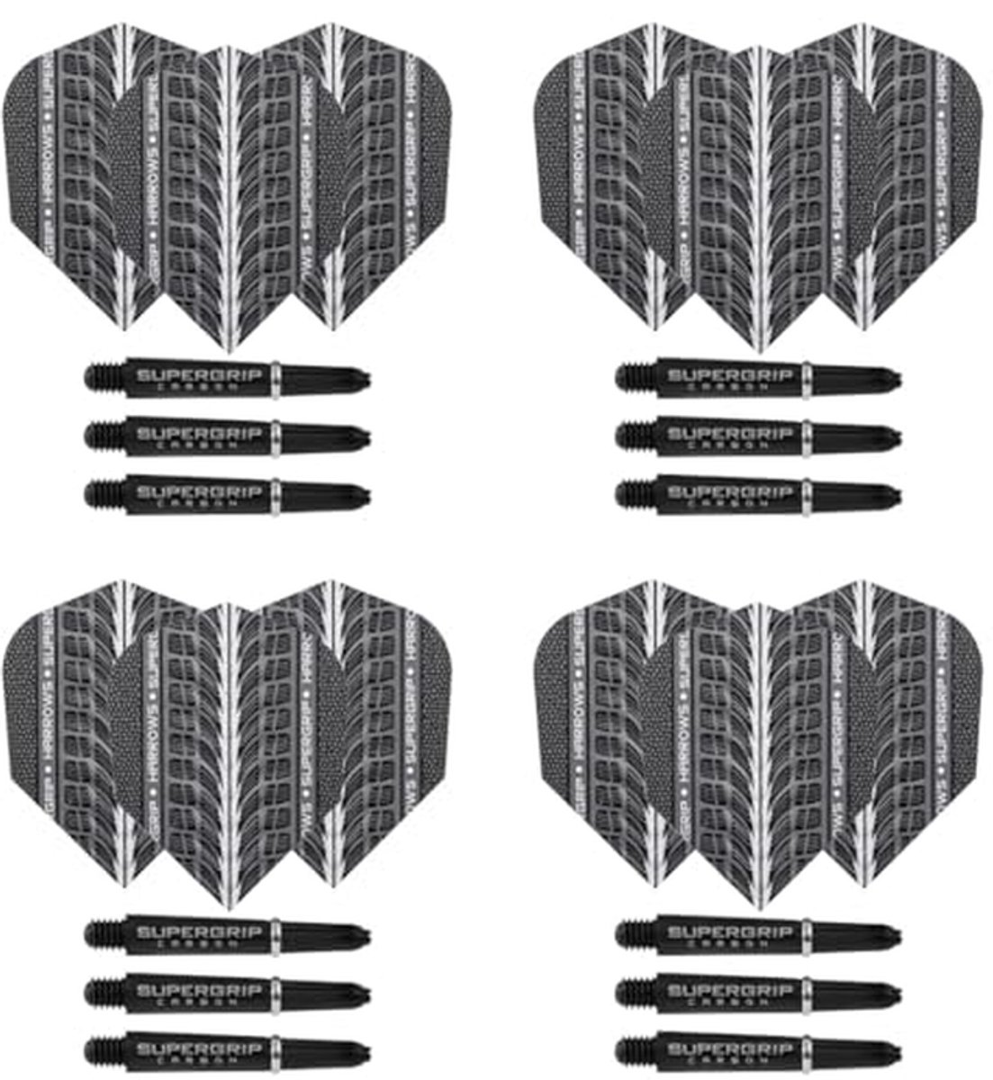 Dart Accessoires Set - Stelen en Vluchten - Precisie Werpen - Koolstofcomposiet Constructie - 12 Stuks - Zwart