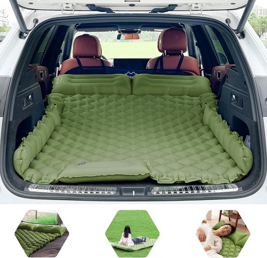 Opblaasbaar Bed - Autobed Mat - Reizen Kamperen - Ingebouwde Voetpomp - 183 x 131 cm - Grijs — afbeelding 3