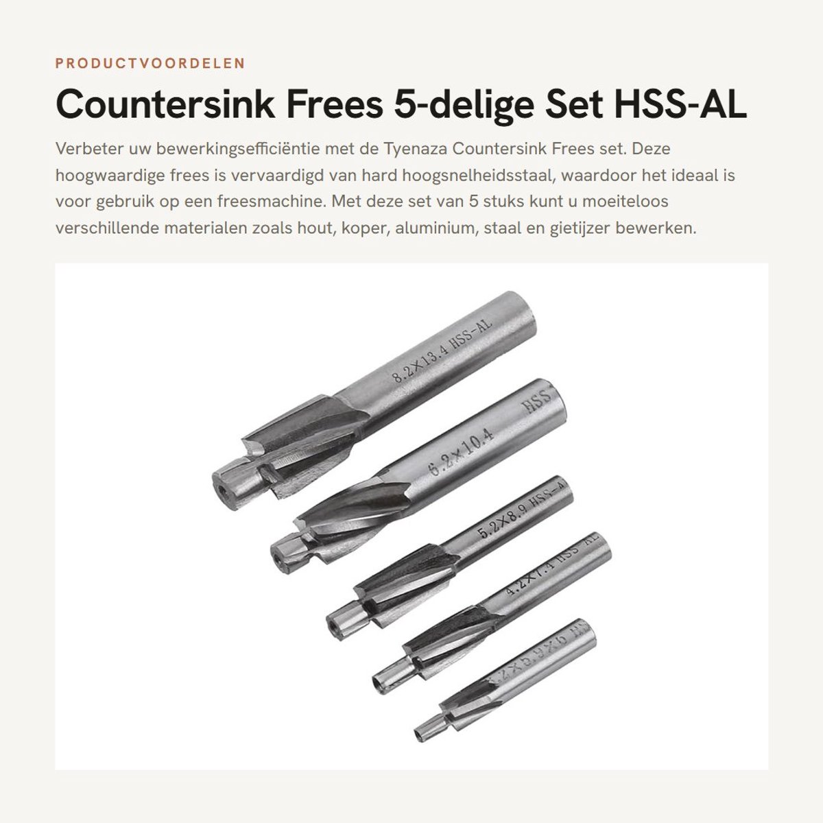 Dailygoods- Countersink Frees - 5 Stuks - HSS-AL - Hoogwaardige Snijkracht - Slijtvast - Geschikt voor Hoge Snelheid - Verbetert Efficiëntie