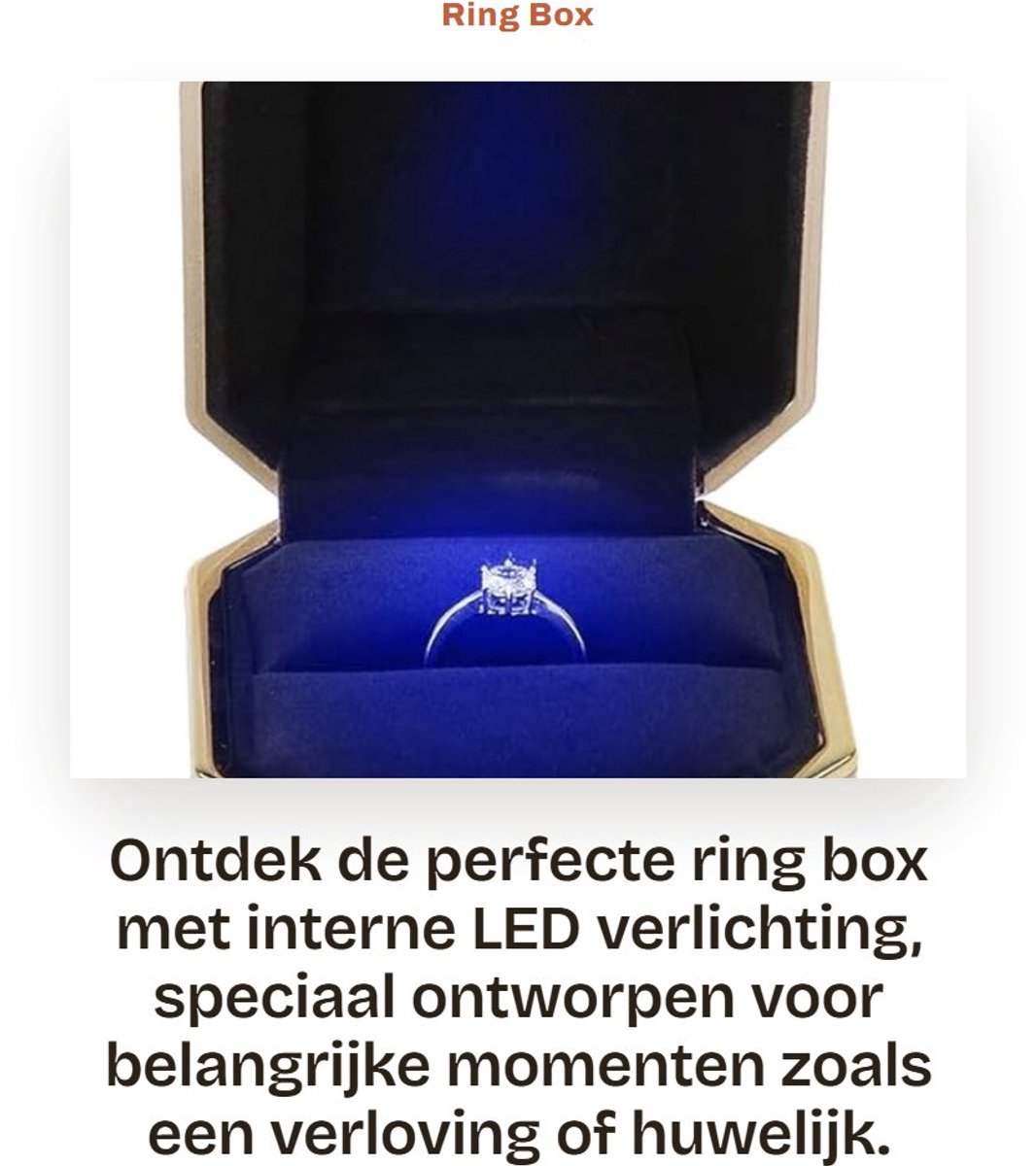 Dailygoods - Ring Box met LED Verlichting - Perfect voor Verloving - Gouden Octagonale Ringhouder - Luxe Sieraadopberger - Ideaal voor Vrouwen - Valen...
