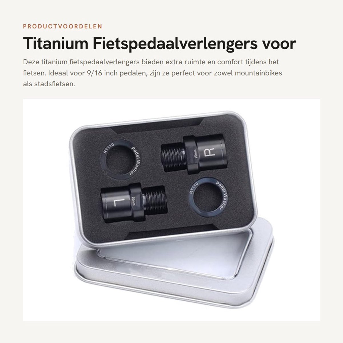 Dailygoods- Pedaalverlengers titanium legering - Fiets pedaal extender - 9/16 inch schroefdraad - Waterdicht - Anti-roest - Lange levensduur - Pedaalextender