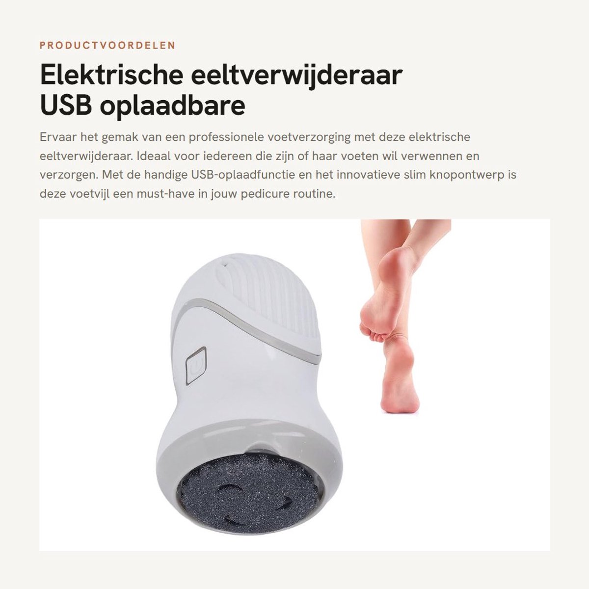 Dailygoods - Elektrische eeltverwijderaar - USB oplaadbare voetvijl - Slim knopontwerp - Compact en lichtgewicht - Dode huidverwijderaar - Geschikt vo...