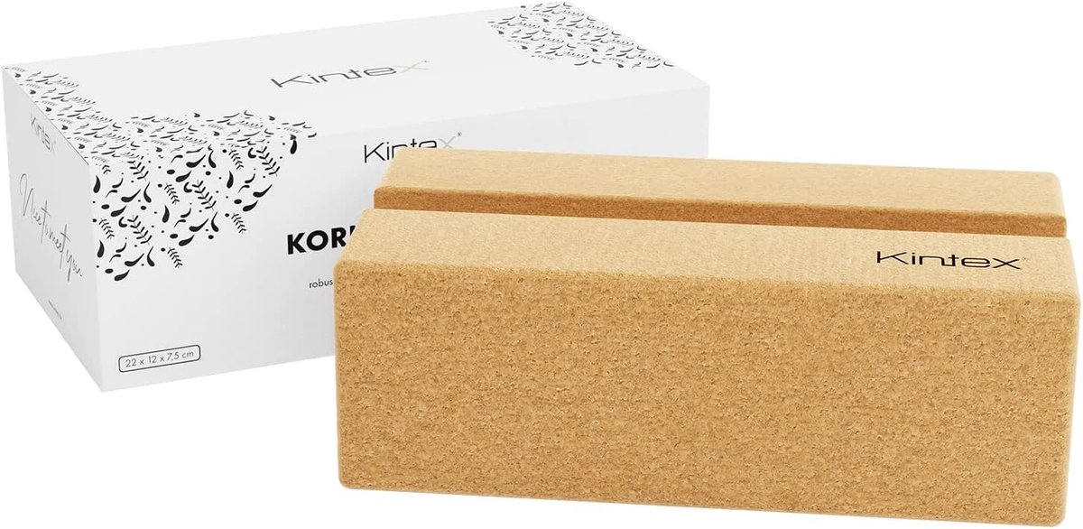 Yogablok 2-in-1 functie voor pilates en gymnastiek - natuurkurk - licht en robuust - fitness workout