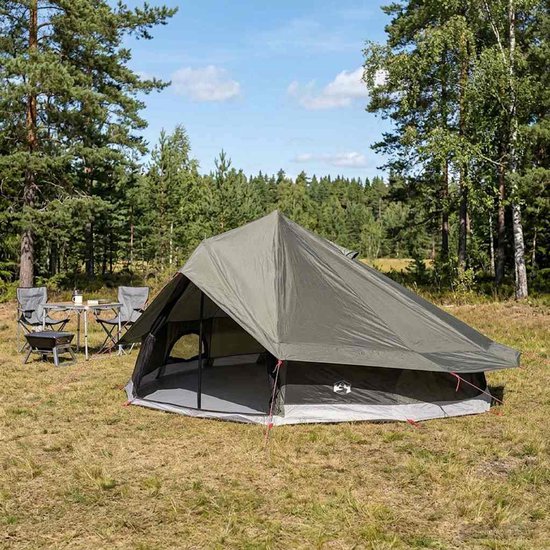 vidaXL - Tipi - Tent - Bruin - Grijs - 800 - x - 800 - x - 430 - cm - Polyester - en - Staal van Vidaxl — afbeelding 4