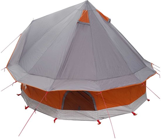 vidaXL - Tipi - Tent - Grijs - en - Oranje - 250 - x - 250 - cm - Polyester - en - Staal van Vidaxl — afbeelding 3