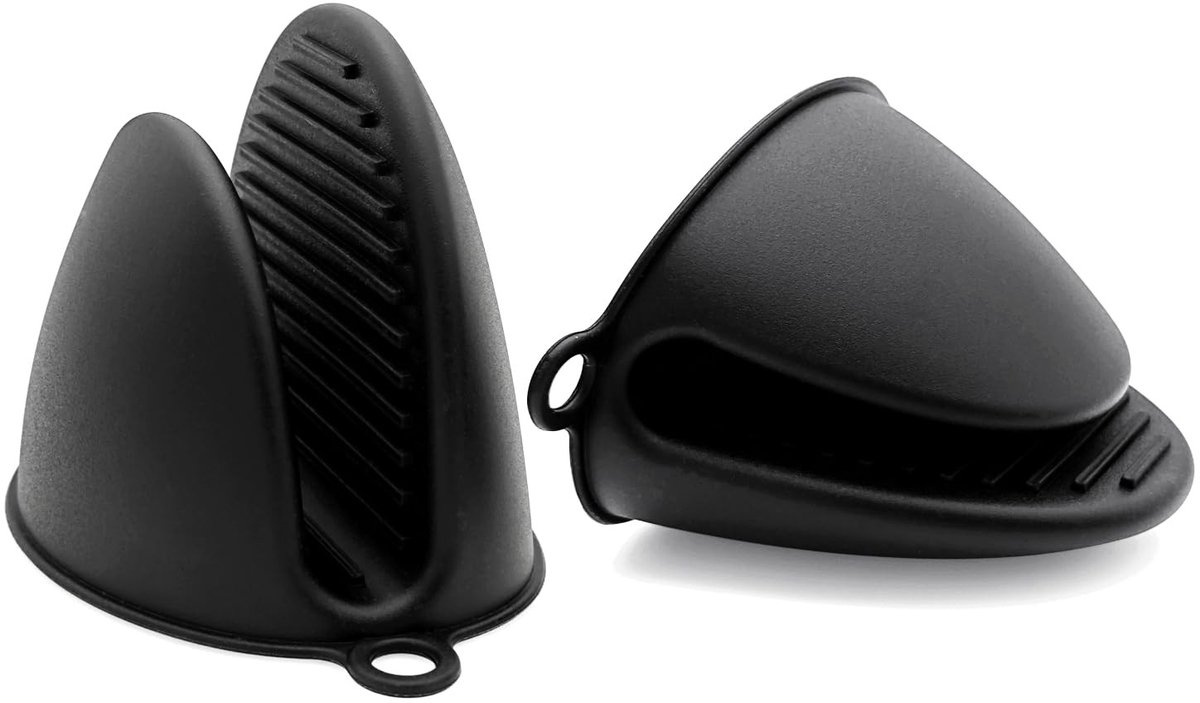 Dailygoods- Ovenwanten Hittebestendig - Siliconen Vingergripper - Halve Wanten - Vaatwasmachinebestendig - Voor Airfryer/Magnetron - Zwart - Vingerhandschoenen