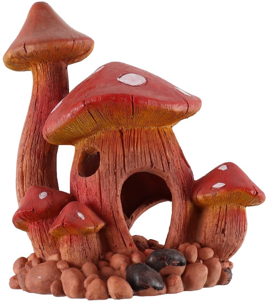 Dailygoods- Aquariumdecoratie Paddenstoel - Hars Ornament - Schuilplaats voor Vissen - Veilig en Niet-giftig - Duurzaam en Kleurvast - Speelse Ontwerp - Aquariumornament