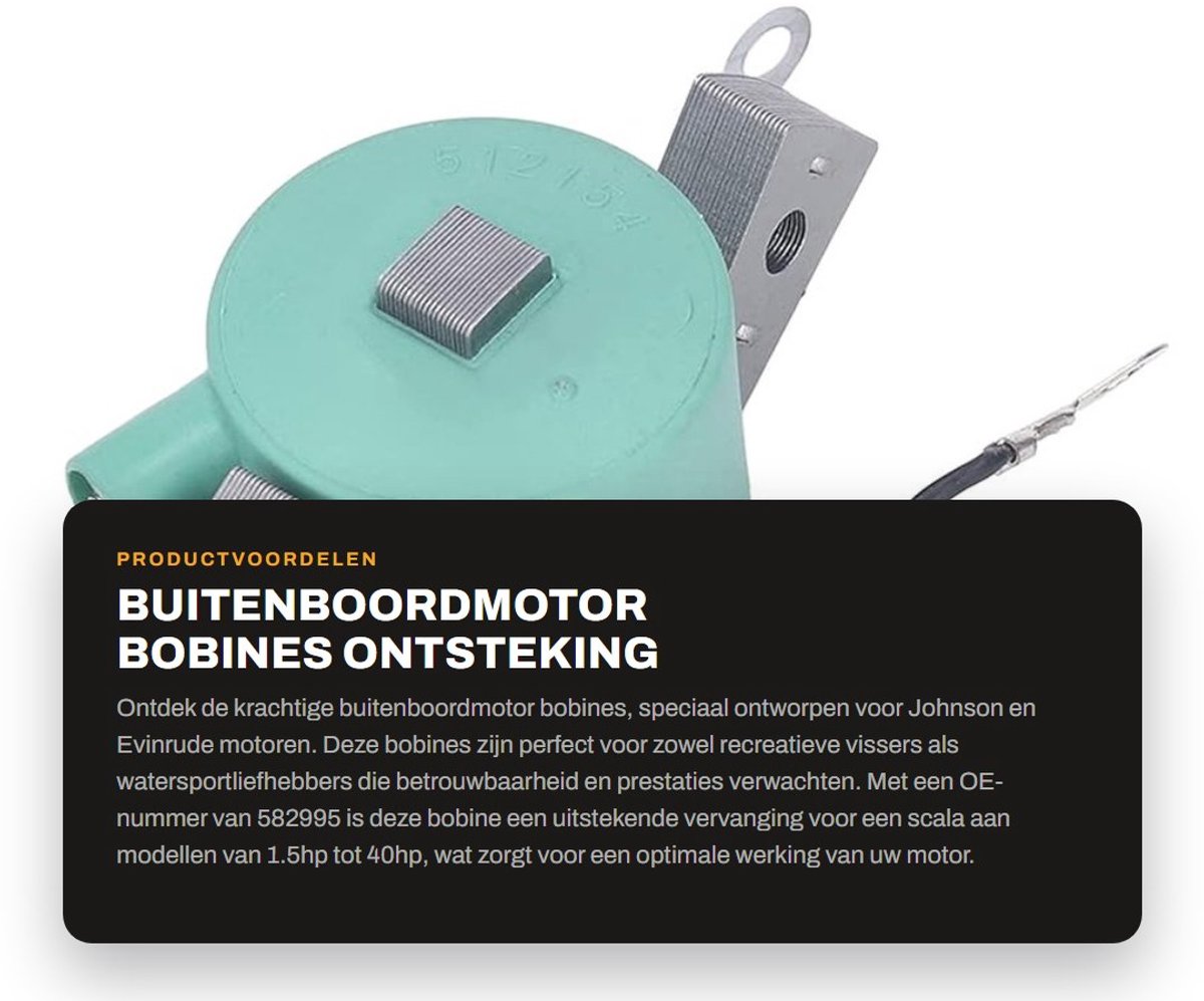 Dailygoods- Bobine Ontsteking Vervanging - Johnson/Evinrude - OMC/BRP - Artikelnummer 582995 - Zwaar Staal/ABS - 1 Stuk - Ontstekingsspoel