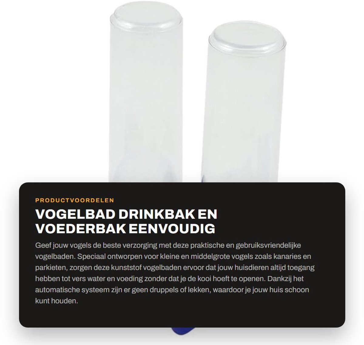 Dailygoods- Vogelbad Automatisch - Vogeldrinkschaal - Kunststof - Geschikt voor Kleine/Middelgrote Vogels - Eenvoudig te Installeren - 90 ml Inhoud - Drinkbak
