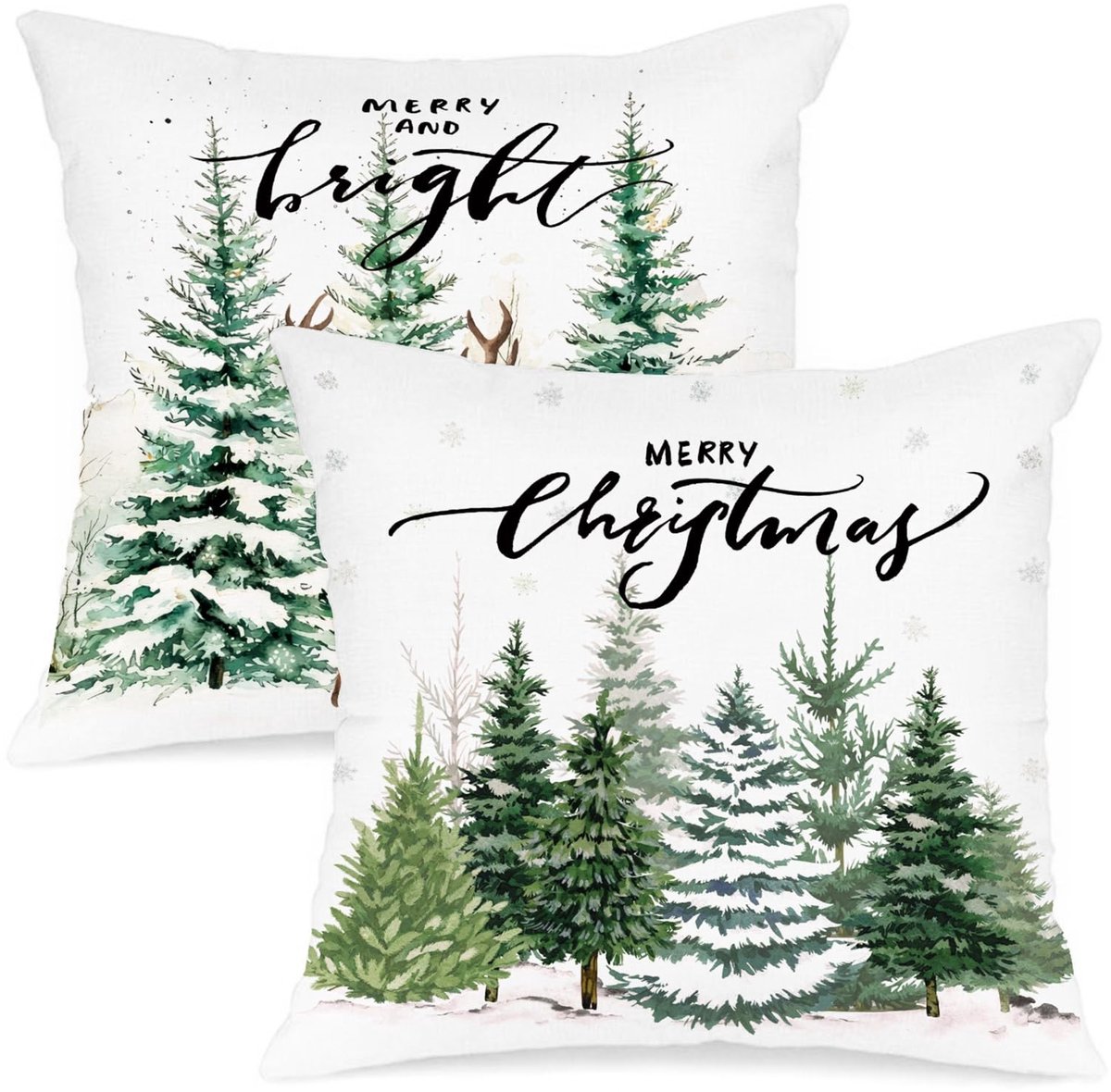 Dailygoods- Kussensloop set van 2 - 32x32 cm - Kerstontwerpen - Decoratieve kussenslopen - Zacht polyester - Machinewasbaar