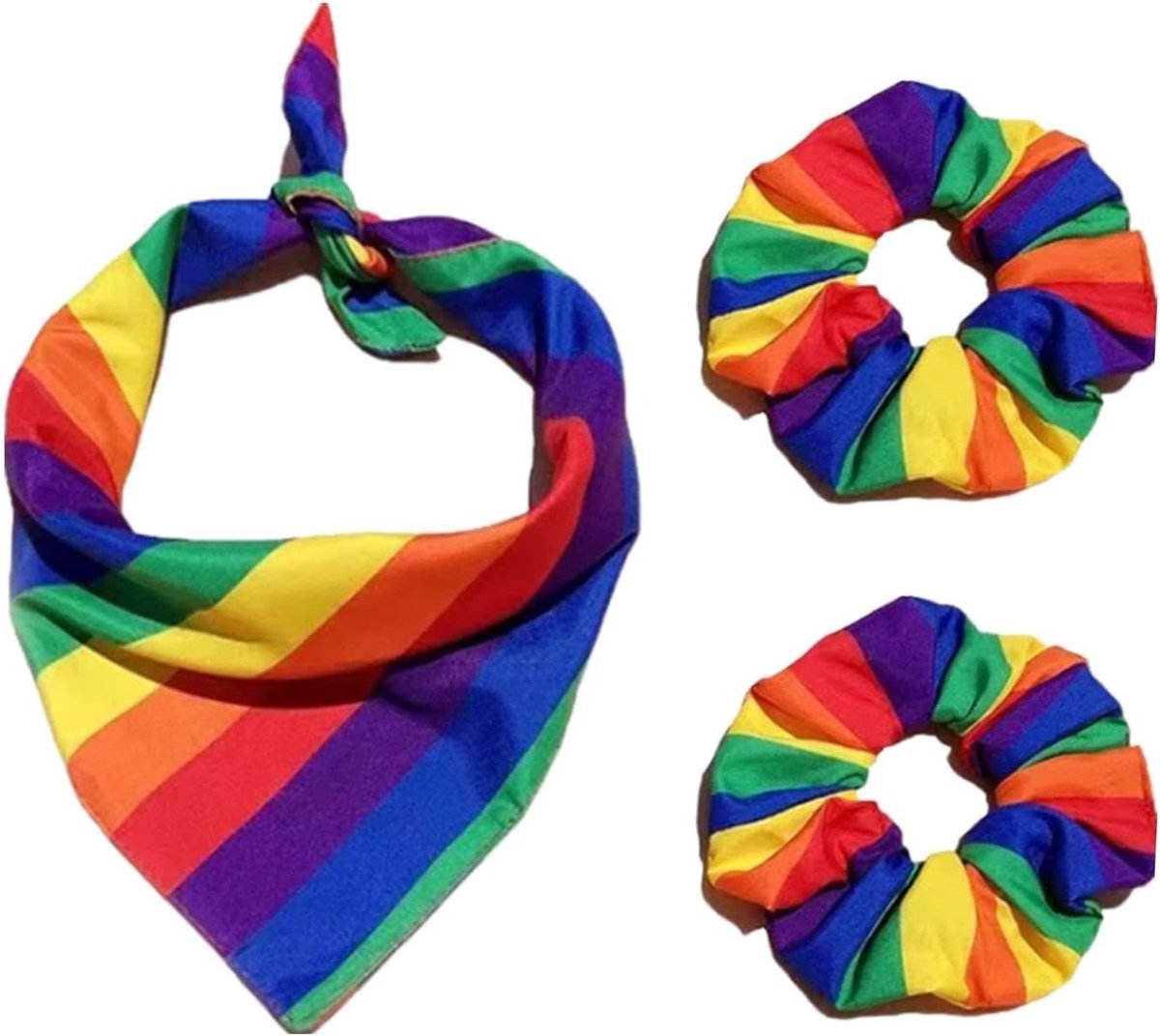 Dailygoods- Haarelastiekje 2 Stuks - Regenboog - Haaraccessoires Meisje - Decoratief - Zacht Materiaal - Polyester-Katoen - Haaraccessoire