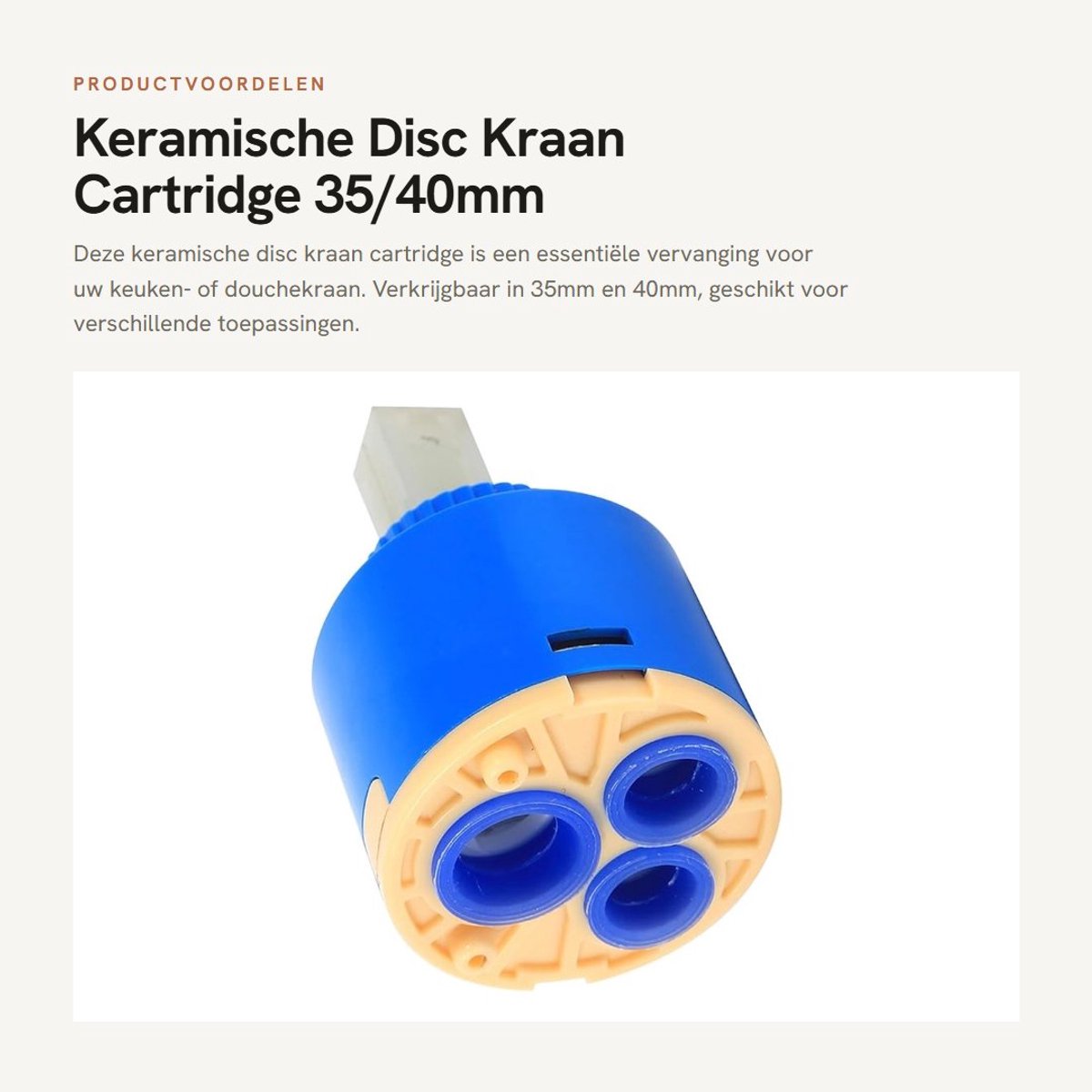 Dailygoods- Kraan Cartridge 35mm/40mm - Keramische Disc - Vervanging Enkel Handvat - Keuken/Douchekraan Onderdeel - 500.000 Levensduur - Kraanonderdeel