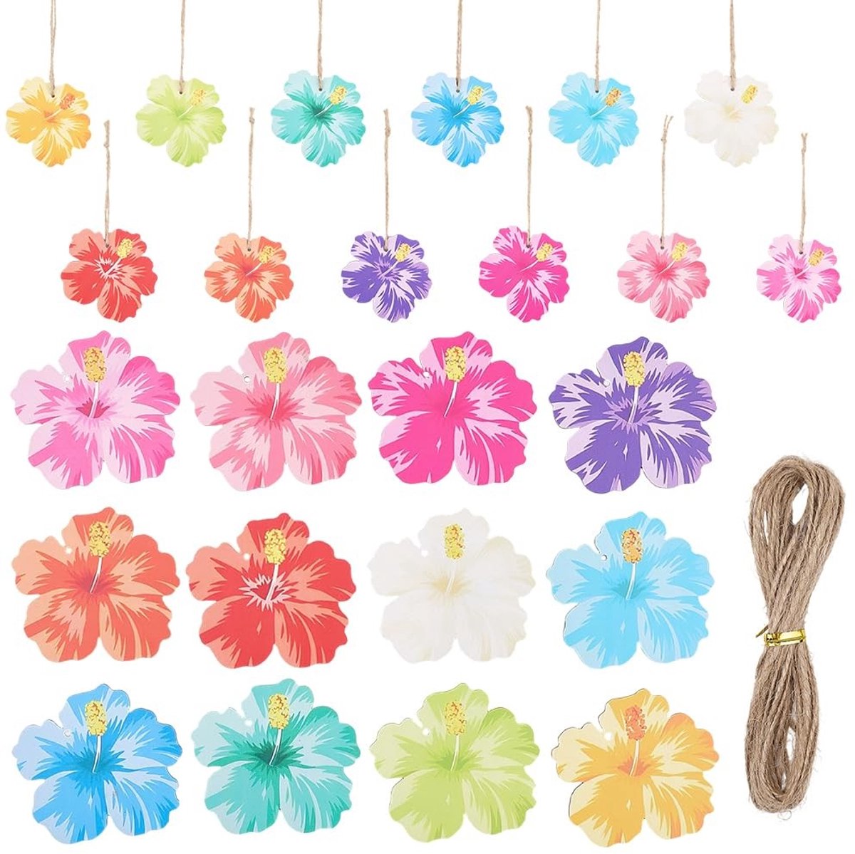 Dailygoods - Set van 36 Houten Hibiscus Bloemen voor Decoratie