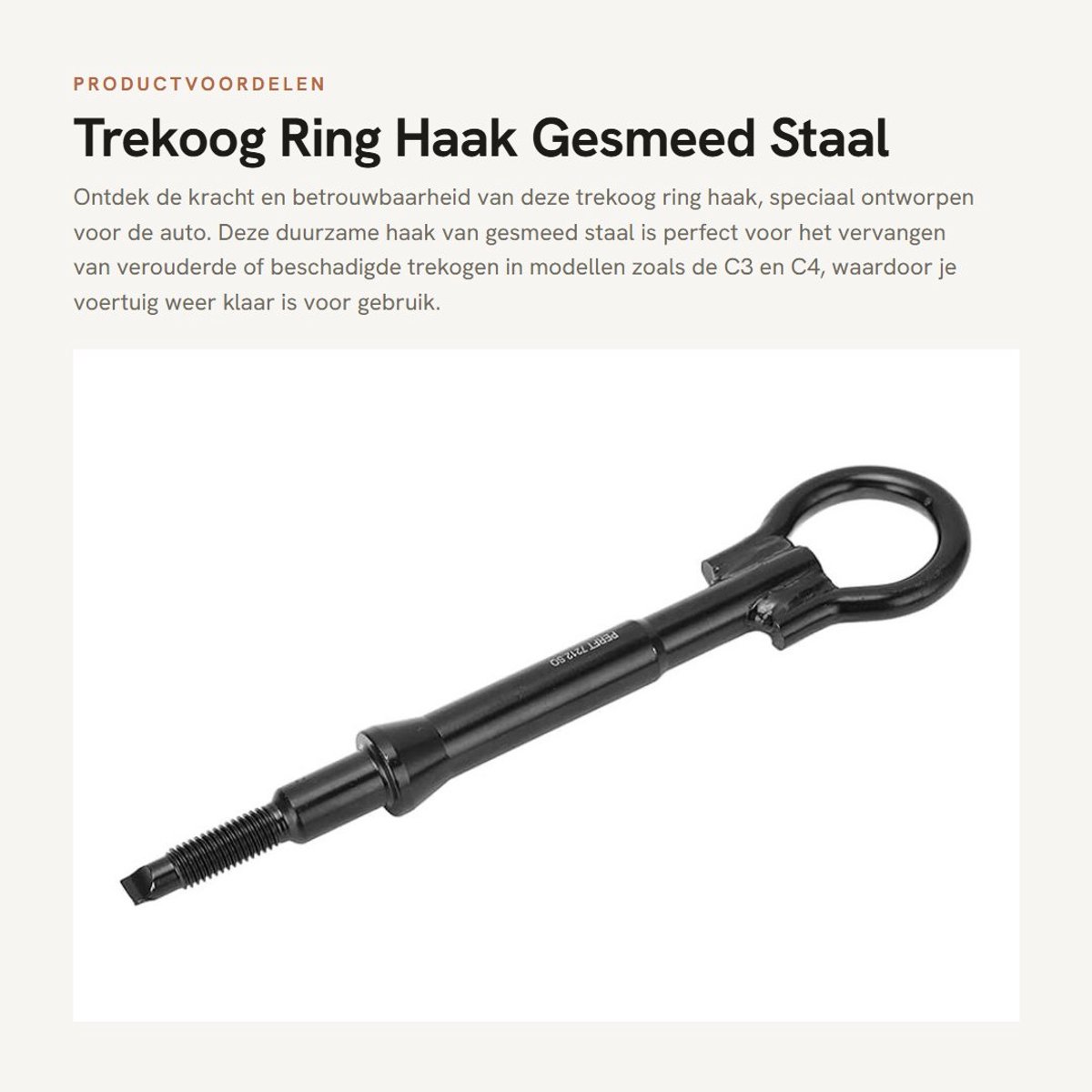 Dailygoods- Trekoog Ring Haak Gesmeed Staal - Vervanging voor C3/C4 - Hoge Hardheid - OEM 674421 - Auto Accessoire - Montage voor B9/DS3 - Trekhaak