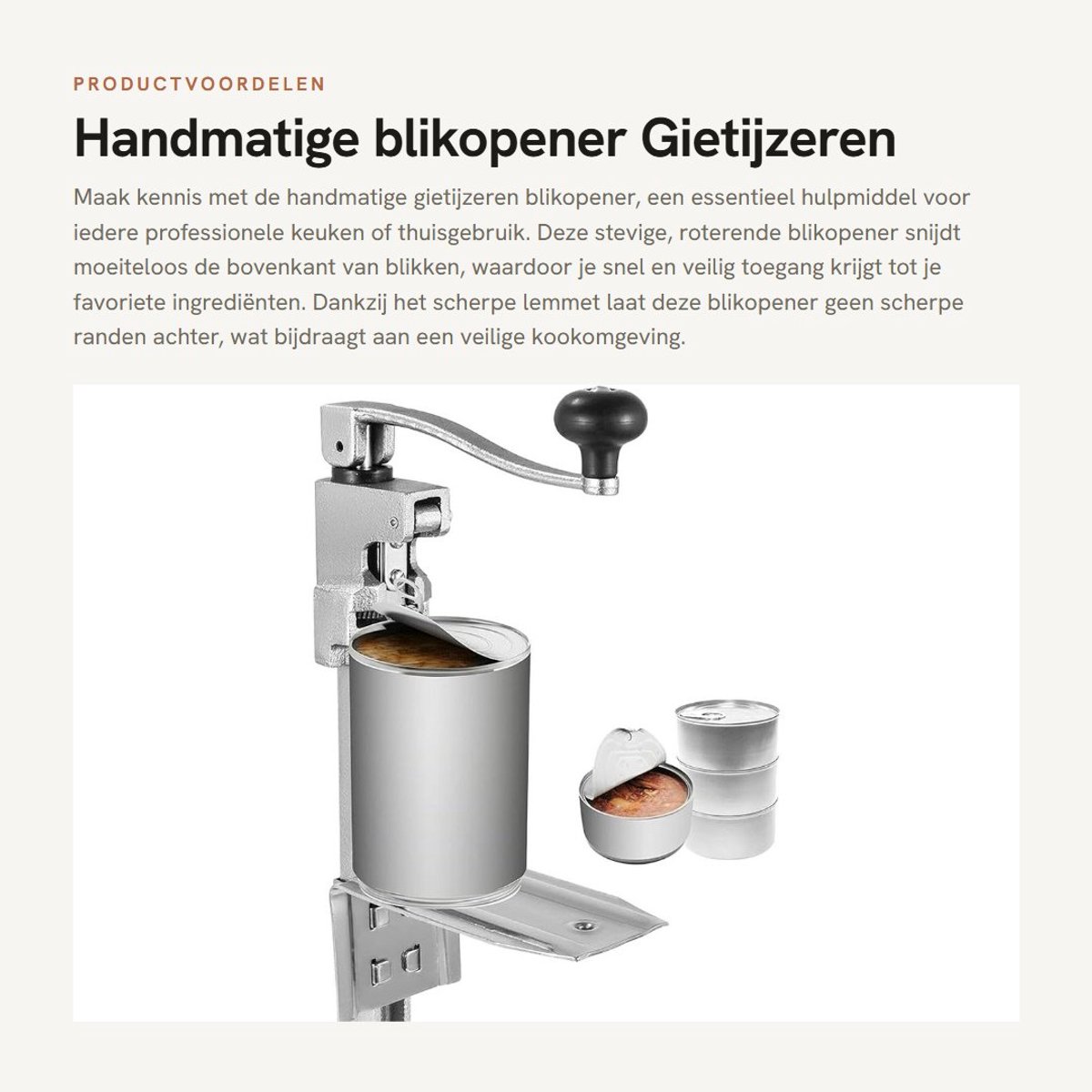 Dailygoods- Blikopener Professioneel - Gietijzeren Blikopener - Duurzaam Staal - Eenvoudige Installatie - Geschikt voor Restaurantkeuken - Lange Levensduur - Blikkenopener