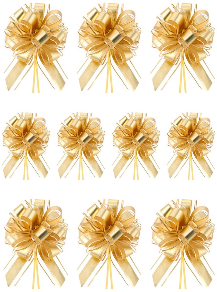 Dailygoods- Geschenkstrikken 10 Stuks - Grote Cadeaunoten - Mat Metallic - Voor Boeketten/Wijnflesdecoratie - Duurzaam - 11 cm Grootte - Cadeauversiering