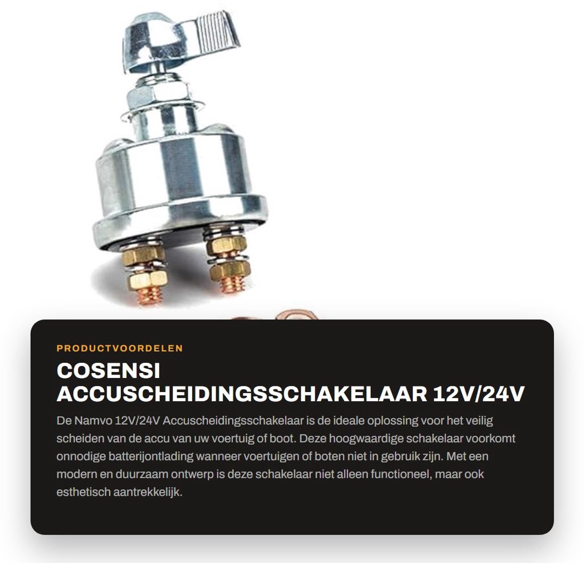 Dailygoods - Accuscheidingsschakelaar - 12V/24V - Betrouwbare stroomonderbreker - Voor truck en boot - Veiligheid voor stroomvoorziening - Geschikt vo...