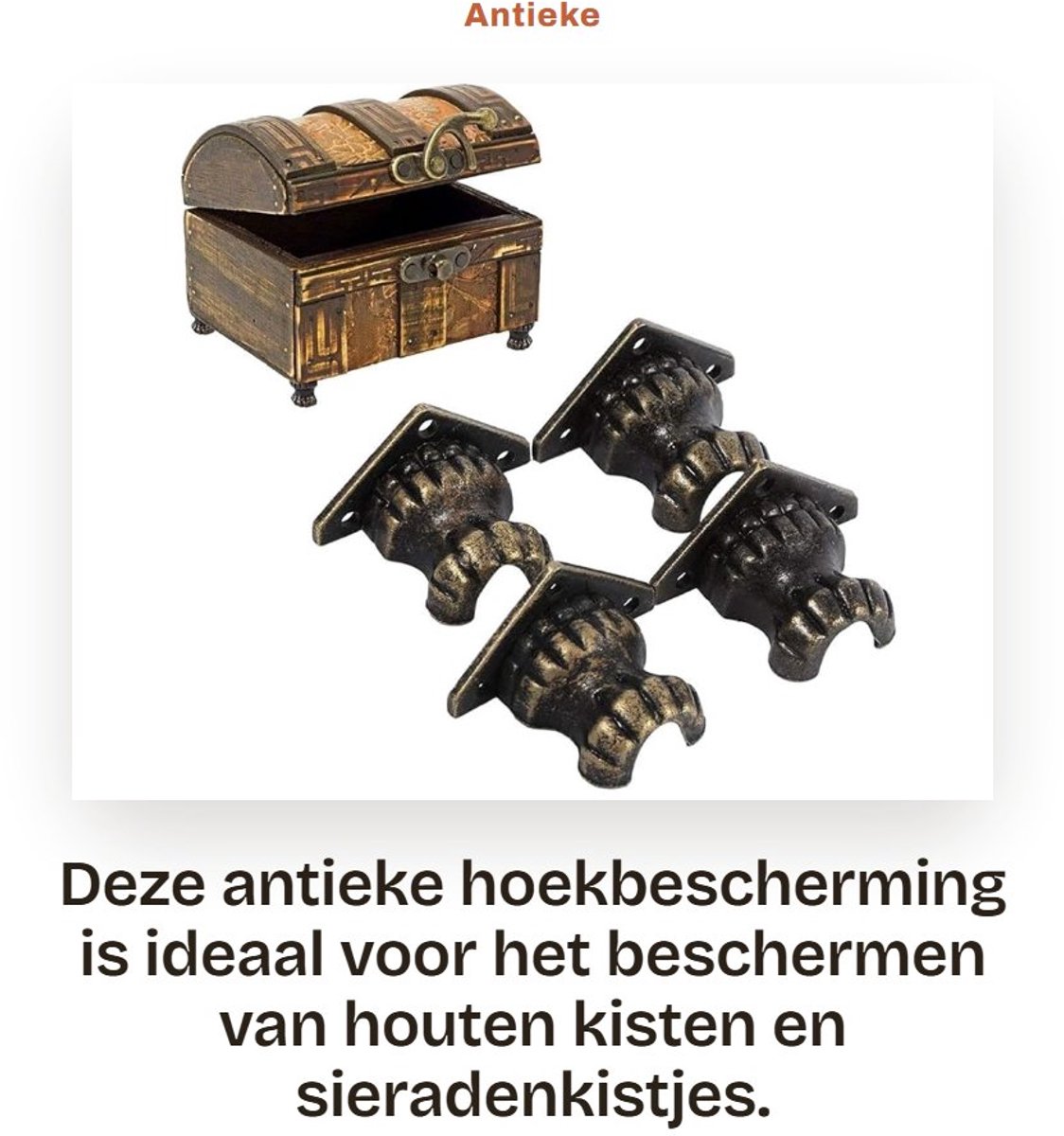 Dailygoods- Bijoux Hoekbescherming Antiek - Beenhoekbeschermers - Houten Kisten - Decoratief Accessoire - Zinklegering - 4 Stuks