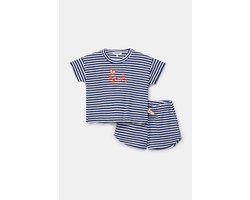Woody strand set meisjes - marineblauw gestreept - kreeft - 261-10-BSA-T/921 - maat 140