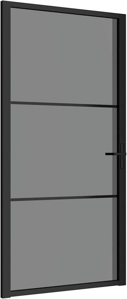 Binnendeur Glas - Kamer Divider - Ruimtes Scheiden - Gehard Glas Frame - 102x201 cm - Zwart