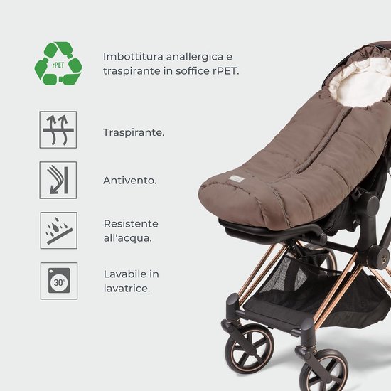 Voetenzak Kinderwagen - Baby Slaapzak - Warmte en comfort - Verstelbare capuchon - 100 cm - Beige — afbeelding 3